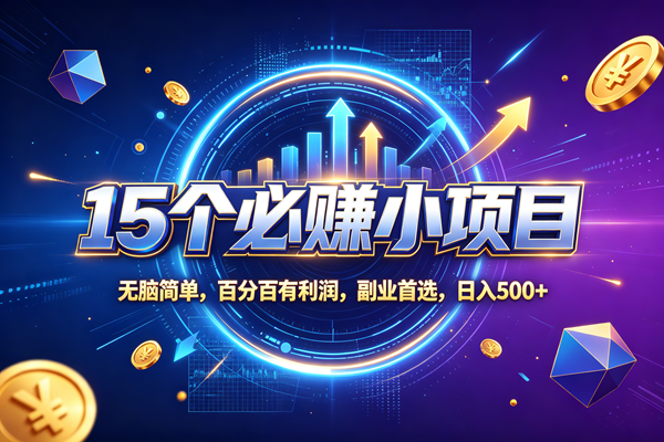（20272期）15个必赚的小项目，无脑简单，百分百赚米，副业的首选，日收500-星空网络