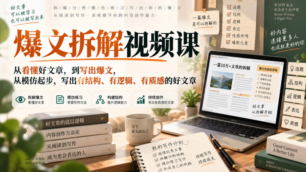 爆文拆解视频课，从看懂好文章，到写出爆文，从模仿起步，写出有结构、有逻辑、有质感的好文章-星空网络