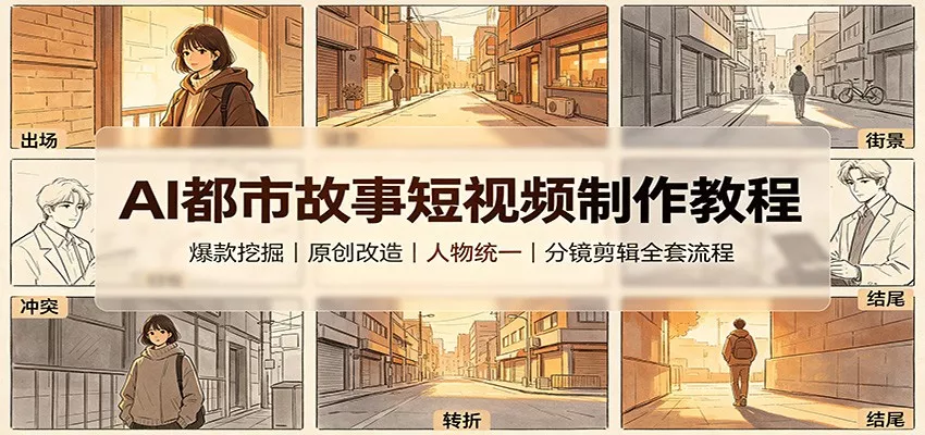 AI都市故事短视频制作教程：爆款挖掘原创改造，人物统一分镜剪辑全套流程-星空网络