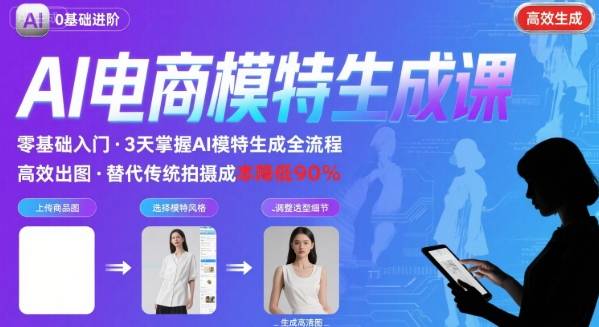 AI模特进阶课程，0基础高效生成逼真电商模特图-星空网络