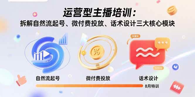 （15654期）运营型主播培训：拆解自然流起号、微付费投放、话术设计三大核心模块-8月-星空网络