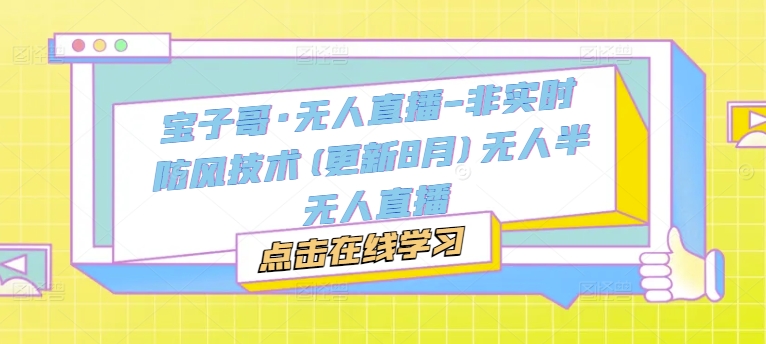 宝子哥·无人直播-非实时防风技术(更新25年12月)无人半无人直播
