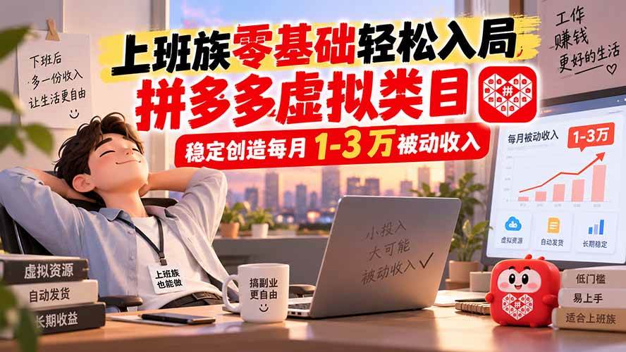 （20250期）上班族零基础轻松入局，拼多多虚拟类目，稳定创造每月 1-3 万被动收入-星空网络