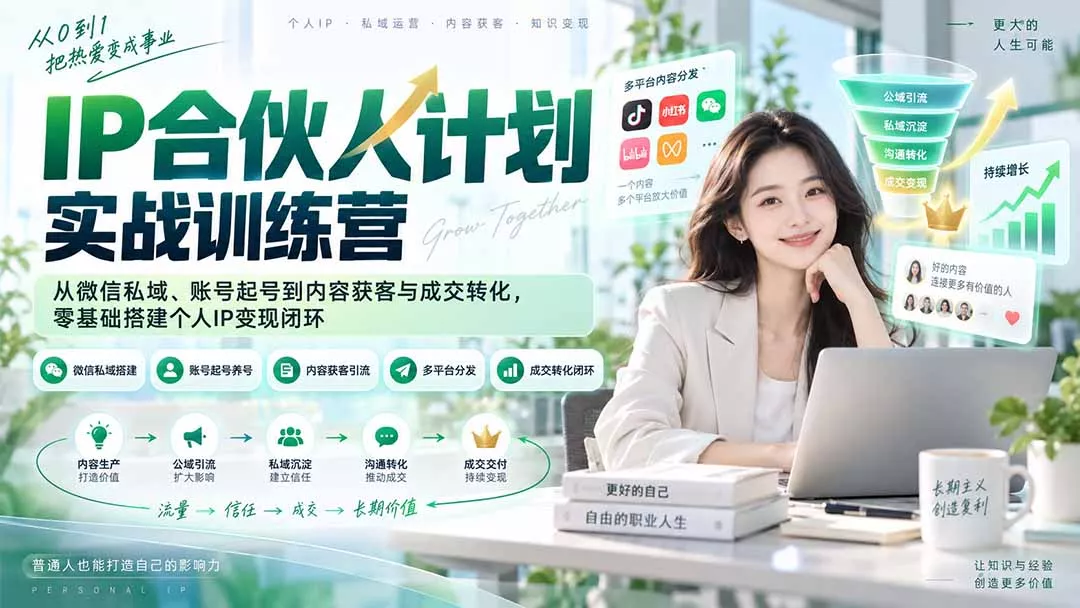 IP合伙人计划实战训练营-更新：从微信私域、账号起号到内容获客与成交转化，零基础搭建个人IP变现闭环-星空网络