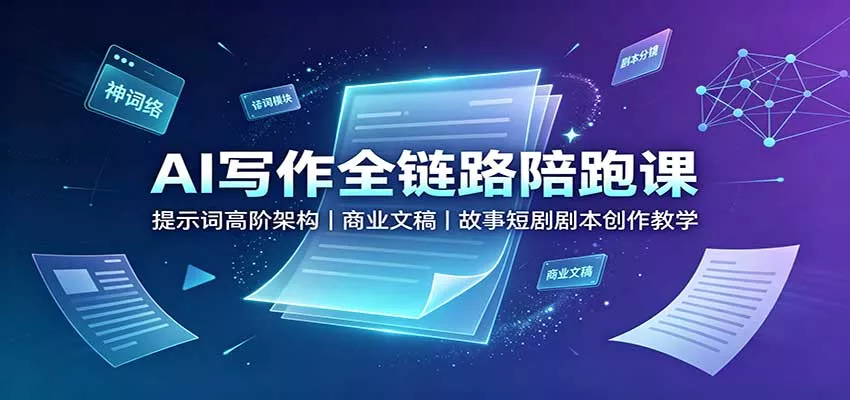 AI写作全链路陪跑课：提示词高阶架构，商业文稿，故事短剧剧本创作教学-星空网络