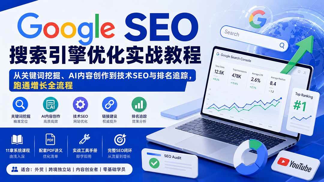 （20241期）Google SEO搜索引擎优化实战教程：从关键词挖掘、AI内容创作到技术SEO与排名追踪，跑通增长全流程-星空网络