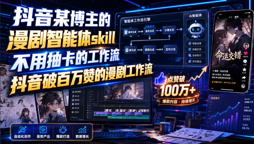 抖音某博主的漫剧智能体skill，不用抽卡的工作流，抖音破百万赞的漫剧工作流（更新）-星空网络