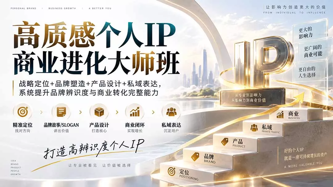 高质感个人IP商业进化大师班：战略定位+品牌塑造+产品设计+私域表达，系统提升品牌辨识度与商业转化完整能力-星空网络