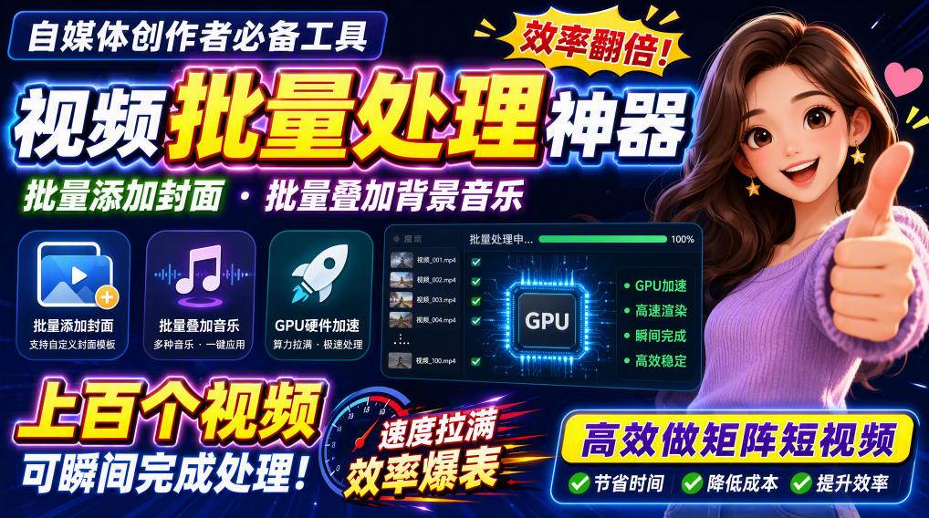（20399期）视频批量加封面，把封面添加到视频第一帧，不用剪辑软件批量添加-星空网络