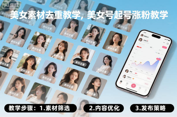 美女素材去重教学，美女号起号涨粉教学-星空网络
