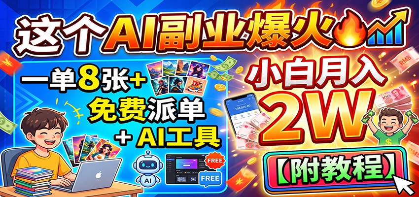 这个AI副业爆火！一单8张+，免费派单+AI工具，小白月入2W【附教程】-星空网络