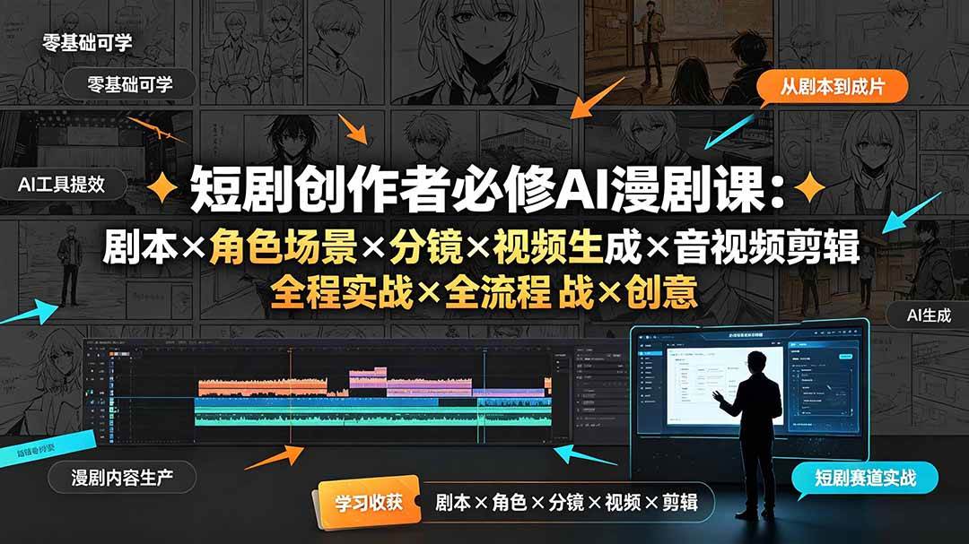 (19459期)短剧创作者必修AI漫剧课:剧本×角色场景×分镜×视频生成×音视频剪辑×全流程实战×创意短片拆解 (19459期)短剧创作者必修AI漫剧课:剧本×角色场景×分镜×视频生成×音视频剪辑×全流程实战×创意短片拆解