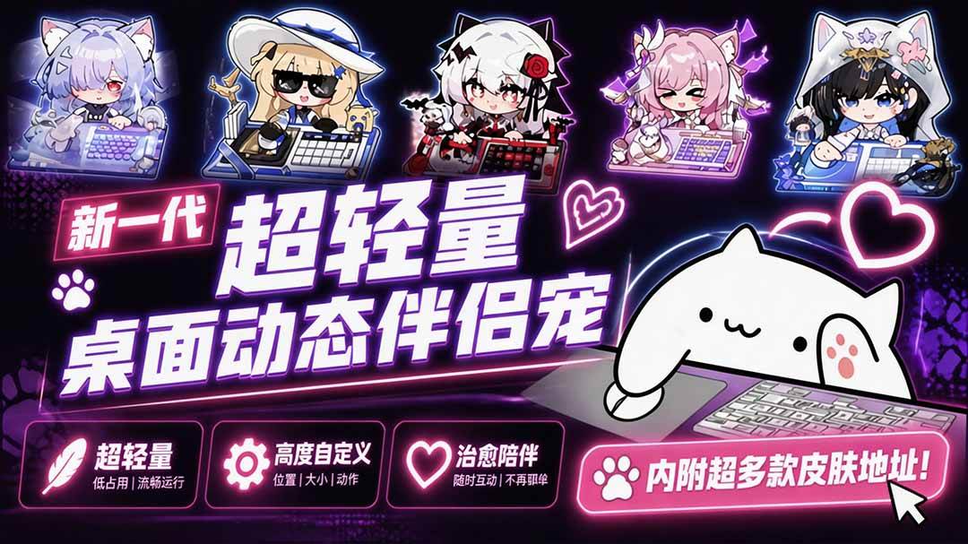 （20293期）开源免费用！新一代超轻量桌面动态伴侣宠，体验更美观，更丝滑，内附超多款皮肤地址，BongoCat-星空网络
