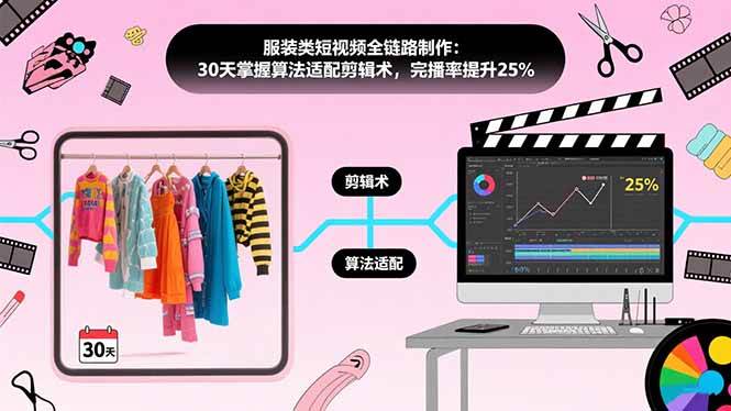 （15655期）服装类短视频全链路制作：30天掌握算法适配剪辑术，完播率提升25%-星空网络