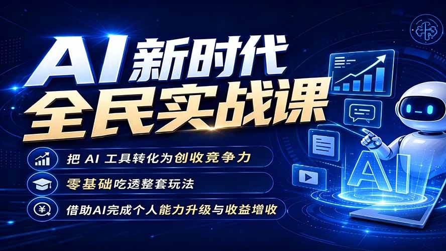(19519期)AI新时代全民实战课,把 AI 工具转化为创收竞争力,零基础吃透整套玩法,借助AI完成个人能力升级与收益增收。 (19519期)AI新时代全民实战课,把 AI 工具转化为创收竞争力,零基础吃透整套玩法,借助AI完成个人能力升级与收益增收。