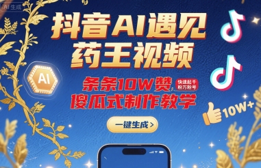 抖音AI遇见药王视频，条条10W赞，快速起千粉万粉号，傻瓜式制作教学-星空网络