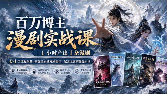 百万博主漫剧实战课｜1小时产出1条漫剧，0‑1全流程拆解，掌握高质量漫剧制作，配套全套实操提示词-星空网络