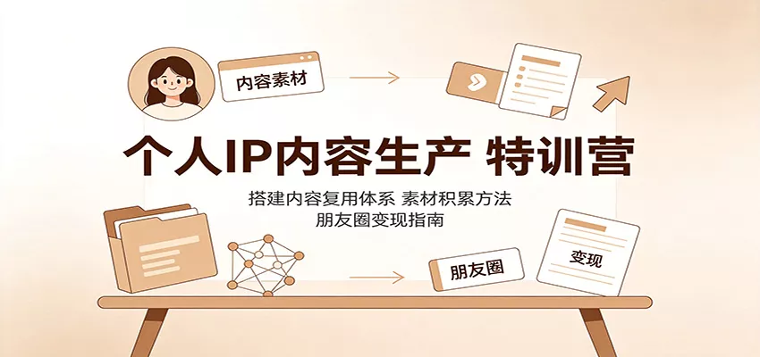 个人IP内容生产特训营：搭建内容复用体系，素材积累方法，朋友圈变现指南-星空网络
