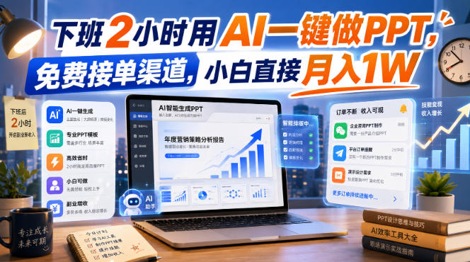下班2小时用AI一键做PPT，免费接单渠道，小白直接月入1W【揭秘】-星空网络