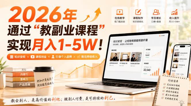 （20252期）2026年通过“教副业课程”实现月入1-5W！毫无保留的全部教给你-星空网络