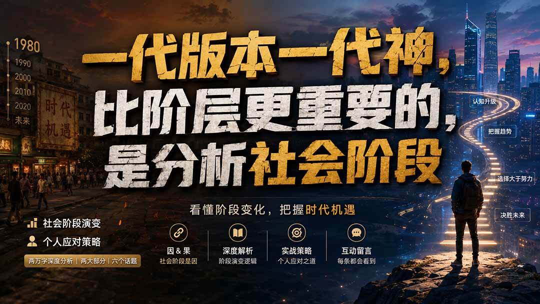 （19745期）付费文章：一代版本一代神，比阶层更重要的，是分析社会阶段-星空网络