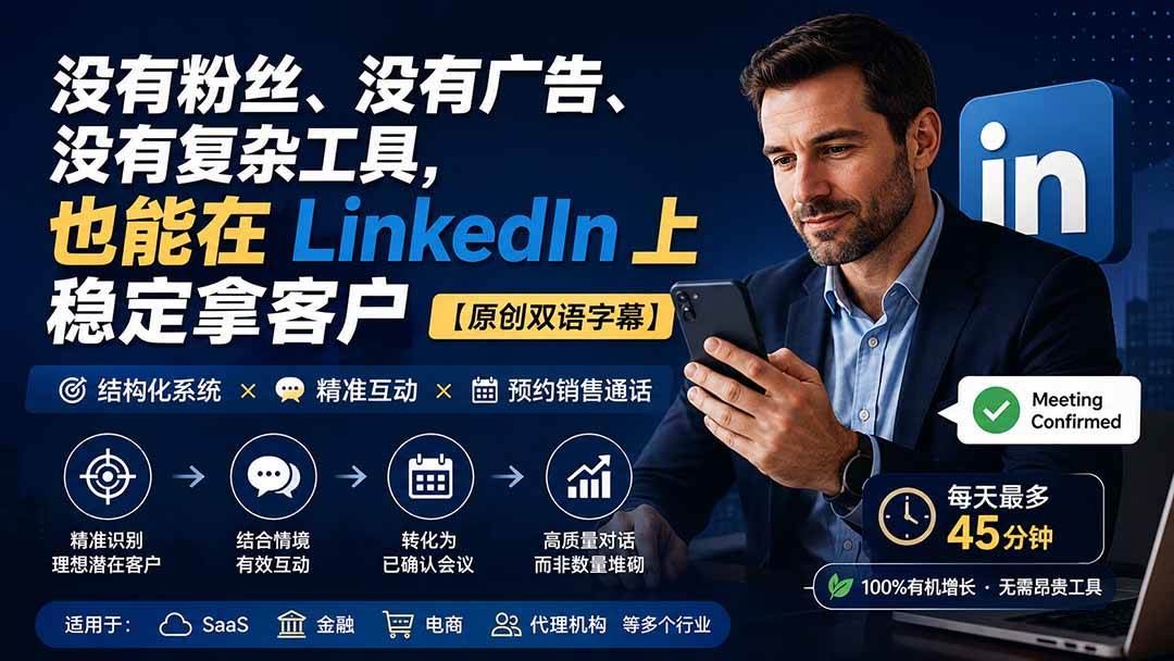（20220期）没有粉丝、没有广告、没有复杂工具，也能在 LinkedIn 上稳定拿客户【原创双语字幕】-星空网络