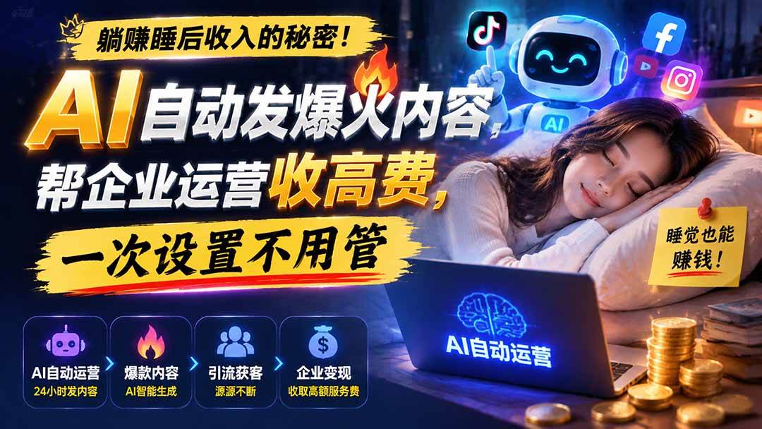（19826期）躺赚睡后收入的秘密！AI 自动发爆火内容，帮企业运营收高费，一次设置不用管【原创双语字幕】-星空网络