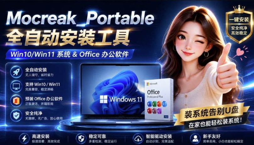 （19970期）Mocreak全自动安装office和win10、win11系统，告别U盘装系统，使用安全可靠-星空网络