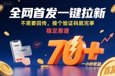 全网首发一键拉新项目，不需要回传，接个验证码就完事，稳定靠谱，一小时收益70+【揭秘】-星空网络