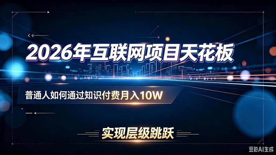 （20150期）2026年互联网项目天花板：普通人如何通过知识付费月入10W，实现层级跳跃-星空网络