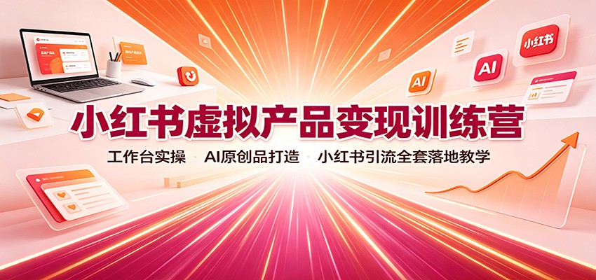 小红书虚拟产品变现训练营：工作台实操，AI原创品打造，小红书引流全套落地教学-星空网络
