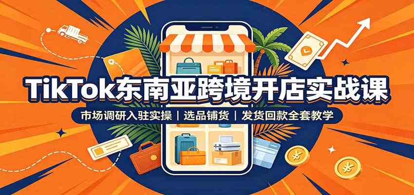 TikTok东南亚跨境开店实战课：市场调研入驻实操，选品铺货，发货回款全套教学-星空网络