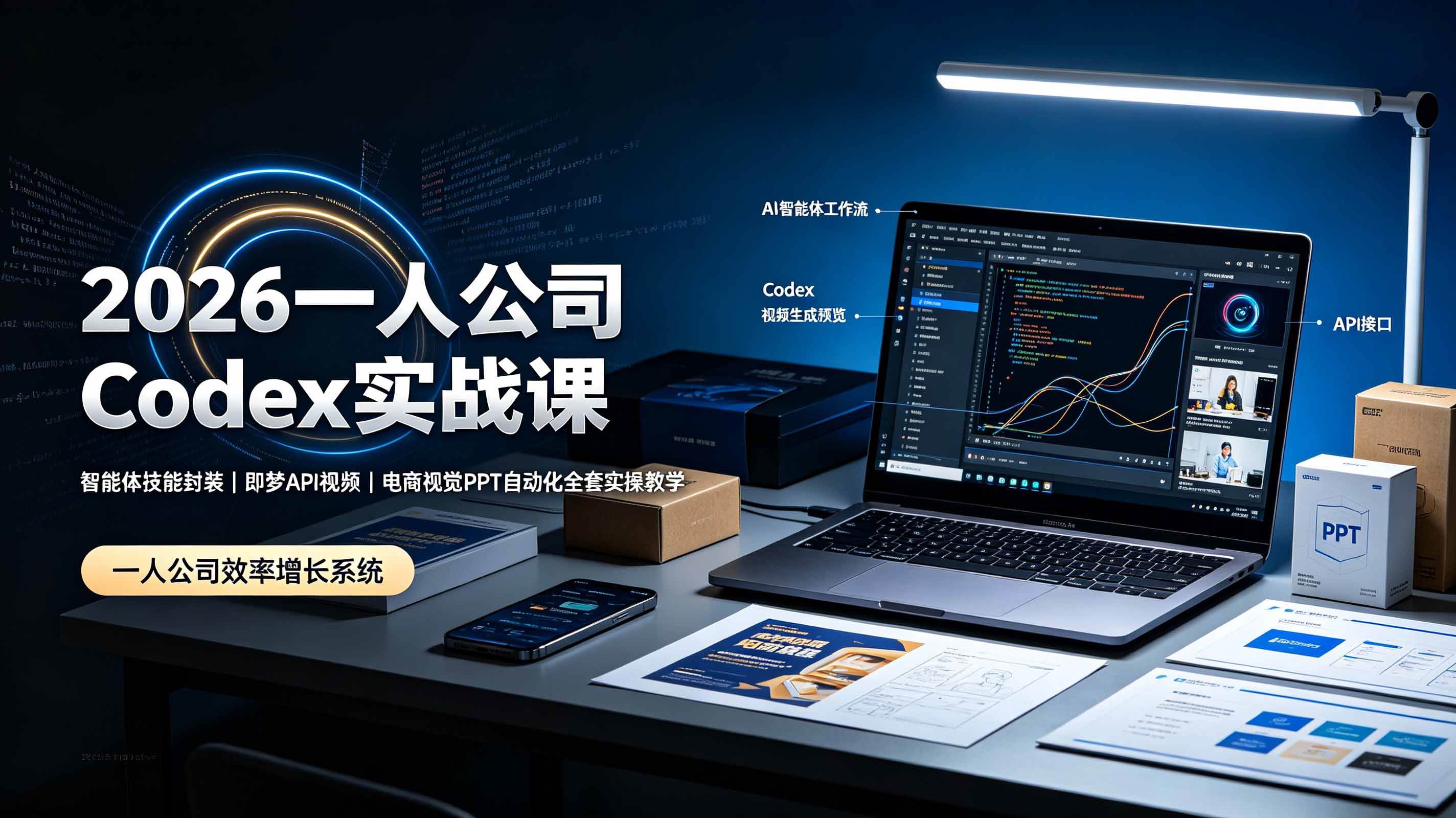 （19503期）2026一人公司Codex实战课◆智能体技能封装｜即梦API视频｜电商视觉PPT自动化全套实操教学-星空网络