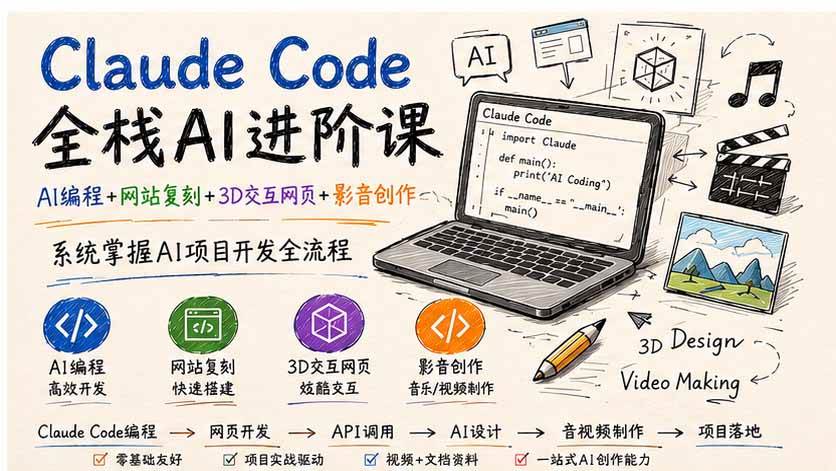 （20188期）Claude Code全栈AI进阶课-更新；AI编程+网站复刻+3D交互网页+影音创作，系统掌握AI项目开发全流程-星空网络