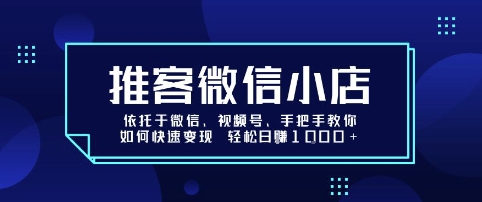 推客微信小店依托于微信、视频号，手把手教你如何快速变现 轻松日入1k+【揭秘】-星空网络