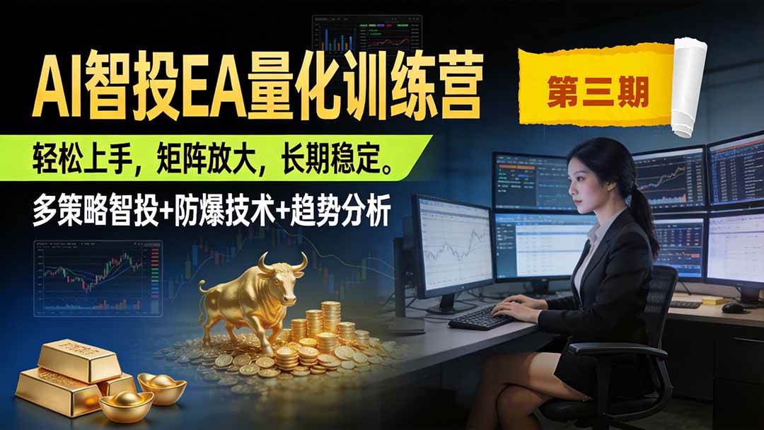 （19737期）AI智投EA量化训练营第三期，多策略智投+防爆技术+趋势分析 ，小白轻松上手，矩阵放大，长期稳定，日入500U。-星空网络