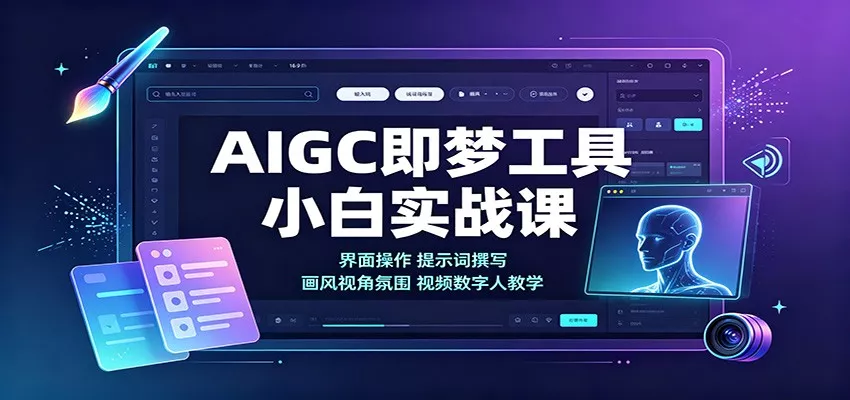 AIGC即梦工具小白实战课：界面操作，提示词撰写，画风视角氛围视频数字人教学-星空网络