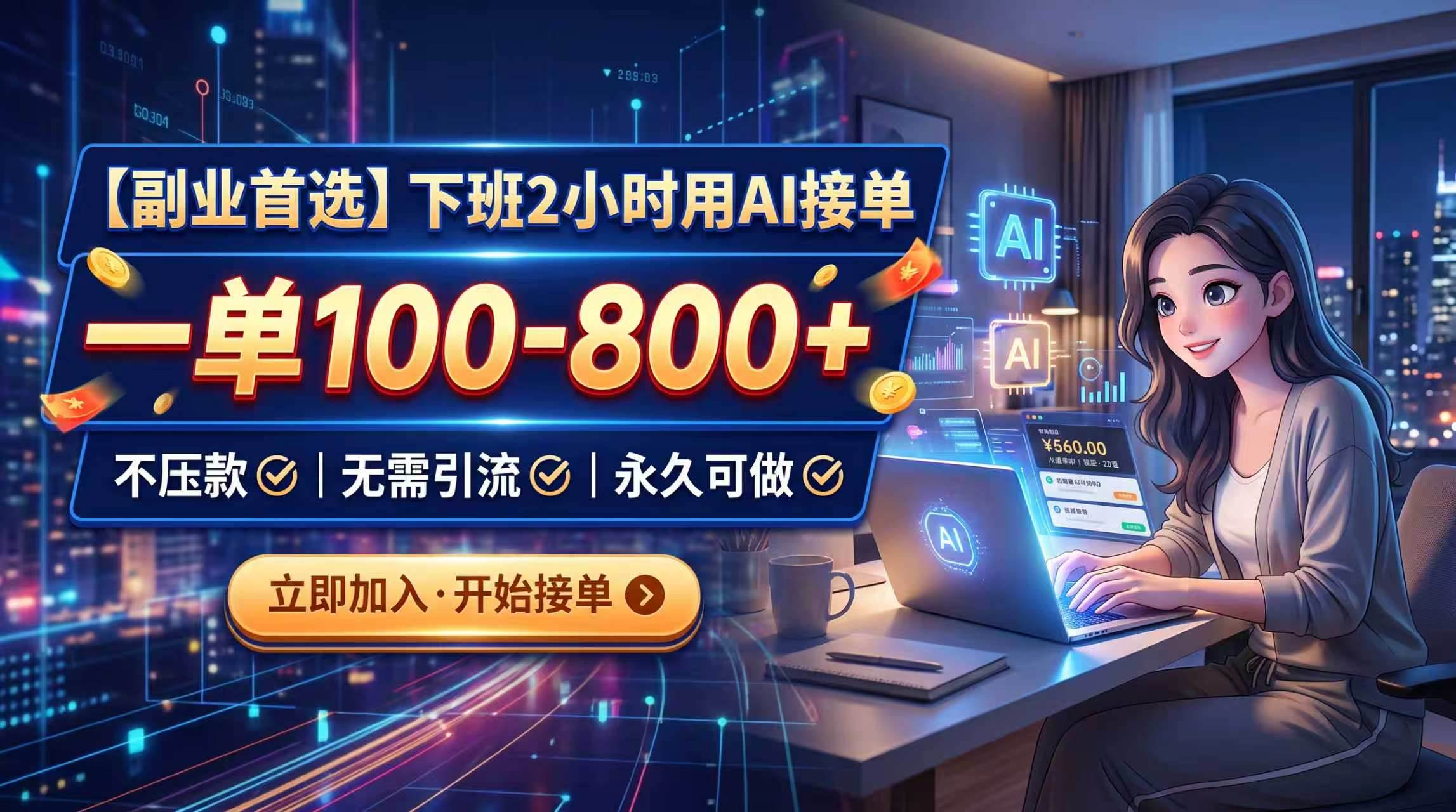 （20243期）下班2小时用AI接单，一单100-800+，不压款，无需引流，永久可做-星空网络
