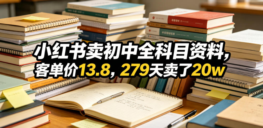 小红书卖初中全科目资料,客单价13.8,279天卖了20w 小红书卖初中全科目资料,客单价13.8,279天卖了20w